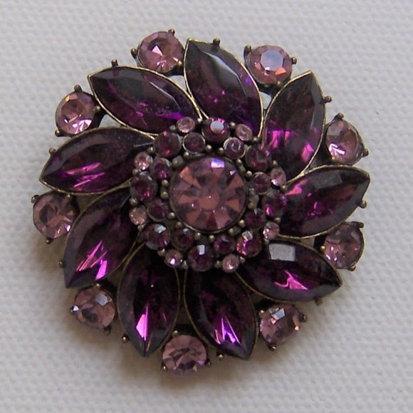 TALBOTS Purple Sparkle Holiday Brooch - Picture 1 of 2